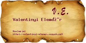 Valentinyi Elemér névjegykártya